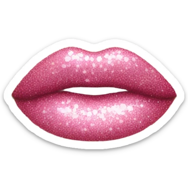 Kissing face with pink glitter heart sticker