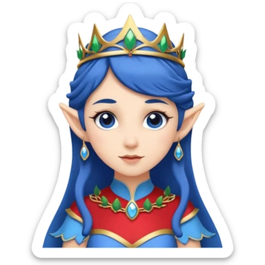 elf woman wearing tiara and blue cloathing dark hair sticker