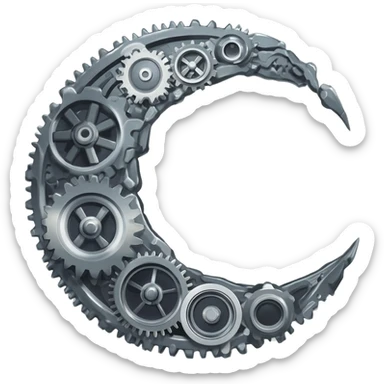 crescent moon that looks like gears sticker