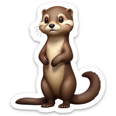 cinematic-noble [otter]-realistic-full-body-standing-emoji,-tail-tucked-close,-head-tilted-dramatically,-sleek-[brown]-fur,-simplified-yet-realistic-focused-features,-highly-detailed,-glowing-with-an-almost-sarcastic-glow  sticker