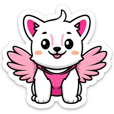 cute dog wearing Victoria's Secret angel wings and pink outfit sticker
