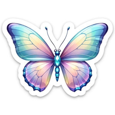 Sparkly glossy Pastel iridescent glass crystal butterfly sticker
