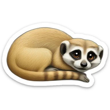 Meerkat lying sideways on a stone sticker