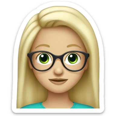 Blonde girl with glasses and blue/green eyes  sticker