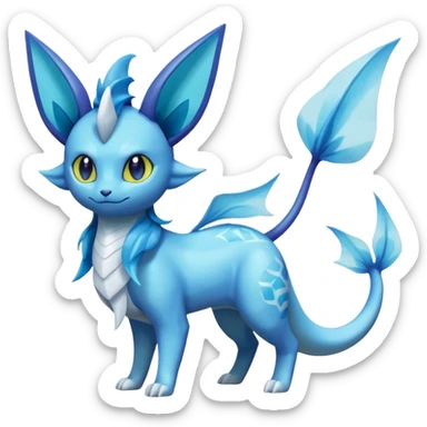 Lumineon-Vaporeon-Espeon-Amaura-Glaceon-Dragonair-Fakémon-hybrid-creature (full body)  sticker