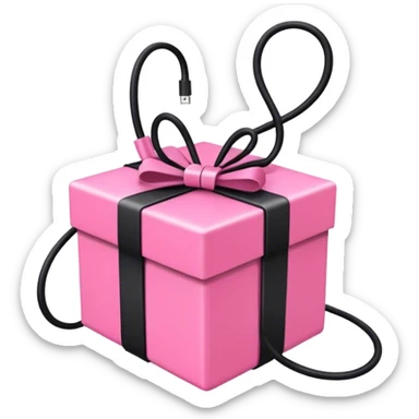 Pink Gift with black cable binders  sticker
