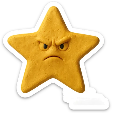 determined star with visible texture, matte plasticine claymation style sticker