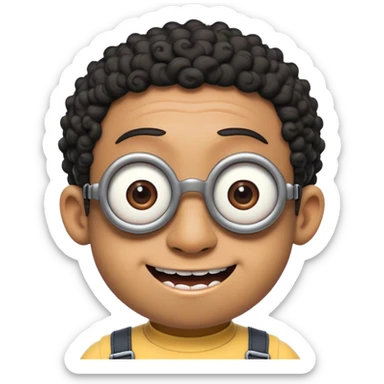 Black minion with a short curly to and braces sticker