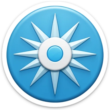 A high-resolution 2D icon of an Instagram-style verified badge. A vibrant light blue rounded-point starburst shape (rosette) with a clean, thick white checkmark in the center. Soft matte plastic texture. sticker