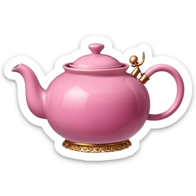 Pink steaming and boiling  tea pot with smoke sticker