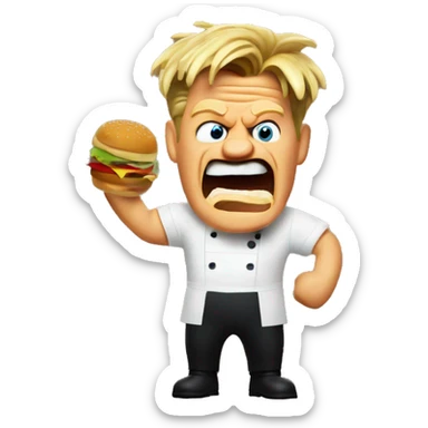 Gordon Ramsay yelling at a burger sticker
