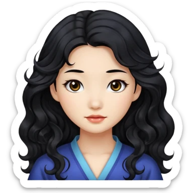 Beautiful girl,Black hair,wavy hair，long hair,Black eyes,Chinese sticker