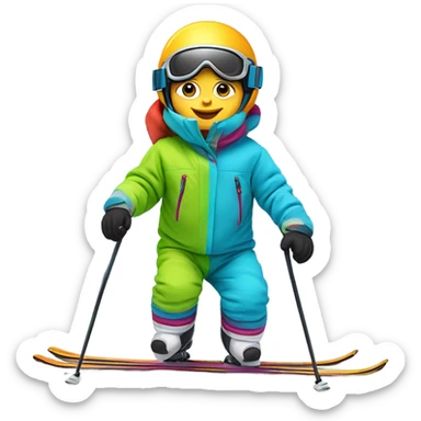 Baby skiing  sticker