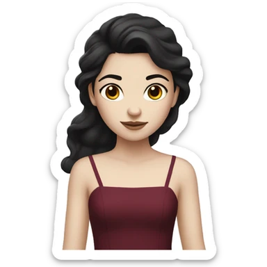 Black haired girl with pale skin and Bordeaux dress  sticker