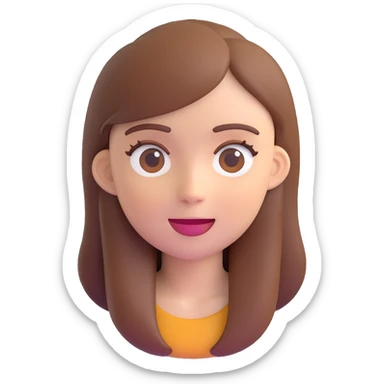 white girl with brown hair, 3d fluent emoji style sticker