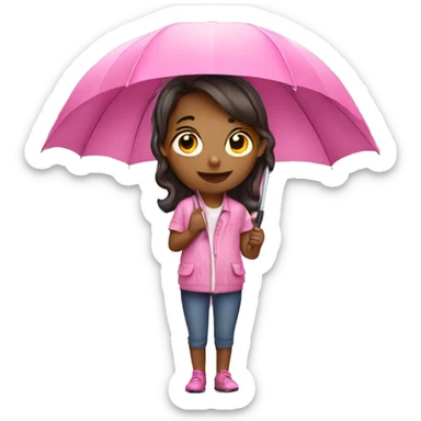 Girl with pink umbrella  sticker