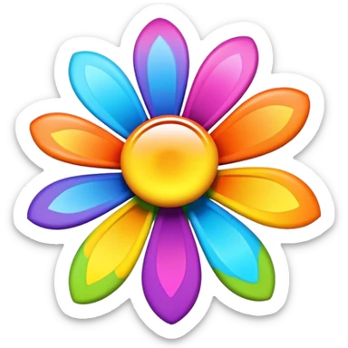 3D, Groovy psychedelic hippie style flower sticker