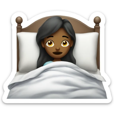 Sick girl in bed sticker