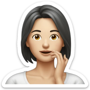 mujer cuerpo entero con manos detrás de la cabeza fotorealista sticker