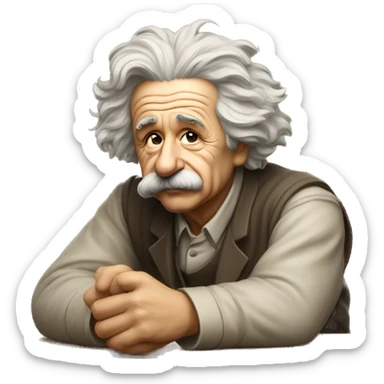 sitting philosopher albert einstein lean on hist fist sticker