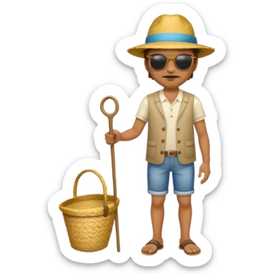 full body man with strow hat sticker