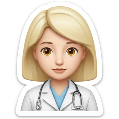 Depict a nurse in a white coat, with a light expression and the soft detail typical of modern emojis. The scene should have a clean look, with subtle shadows and smooth outlines, maintaining the 3D cartoon style used in iOS emojis. Keep it consistent with the emoji style. sticker