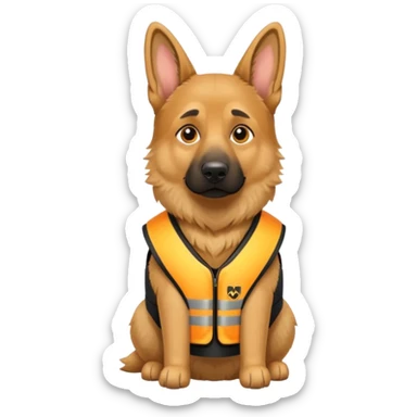 German Shepard with emotional support vest on sticker