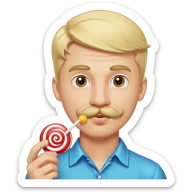 Gay blonde man with mustache sucking on a lollipop sticker