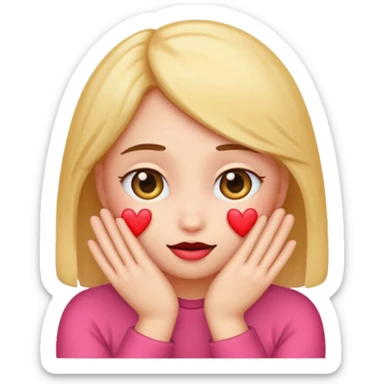 A single emoji that's feeling shy. In love. But hiding behind her hands.  sticker