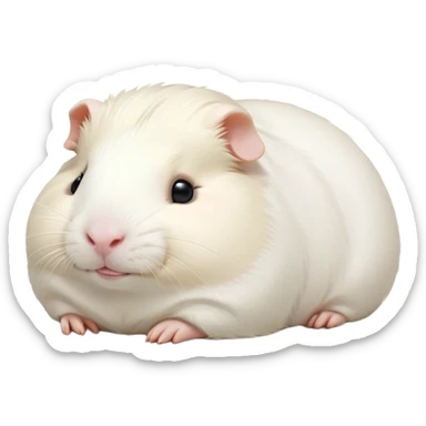 Meme-Worthy Cute Sleeping White Guinea Pig Portrait Emoji, Head resting peacefully with a contented smile, showcasing a delightfully chubby build and a luxuriously soft pure white coat, eyes shut in a serene, cozy nap, Simplified yet hilariously adorable features, highly detailed, glowing with a soft, drowsy light, high shine, relaxed and utterly lovable, stylized with an air of playful laziness, bright and heartwarming, soft glowing outline, capturing the essence of a comically sleepy guinea pig, so meme-worthy it feels like it could instantly become the next viral sensation of adorable slumber! sticker