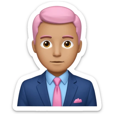 man with pink tie and blazer sticker