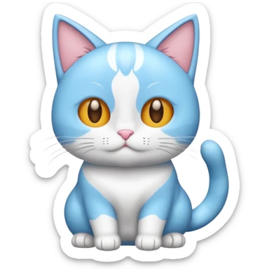 Gato celeste con blanco y sin amarillo animado sticker