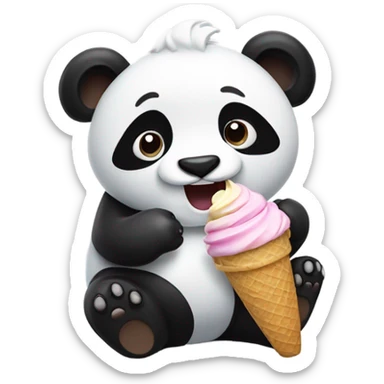 Panda eating ice cream sticker