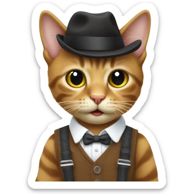 ￼ cat wearing suspenders sticker