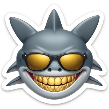 cool shark with golden teeth and black sunglasses sticker