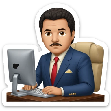 drug lord Pablo escobar using computer sticker