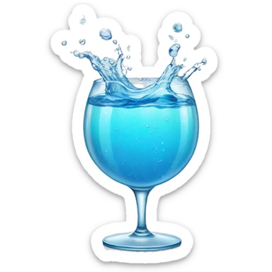 Sparkling splashing clear water in a clear glass  sticker