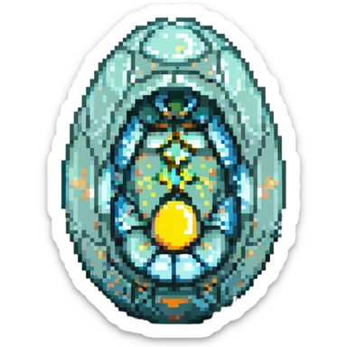 cranial, eye, MRI, SCAN, egg, embryonic, inside of glass egg, dark creature, eerie, otherworldly, crystal embryo, tiny embryo. fetoid shape sticker