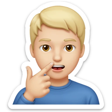 Persona mordiéndose el dedo índice pero solo la punta del dedo  sticker