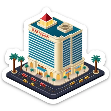 Las Vegas hotel isometric exterior nighttime  sticker