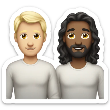 Polyamorous three men couple. one blond in the middle of 2 white skin with dark hair sticker