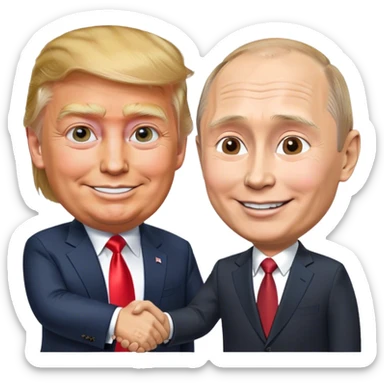 Trump and Putin shake hands sticker