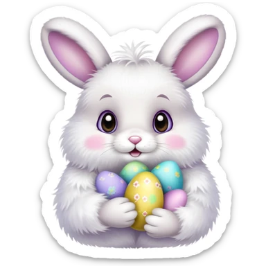 Easter bunny with colorful eggs sticker