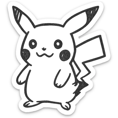 pikachu hand-drawn black outline doodle sticker