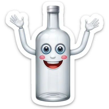 vodka bottle with eyes, smile, arms and legs sticker
