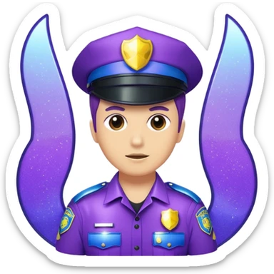 Glitter Purple and Cian police sticker