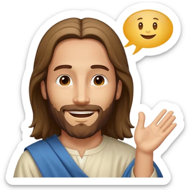 jesus sonrie y una burbuja de dialogo dice gracias por tu compra sticker