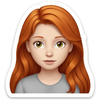 Ginger head girl with long hair and light grey eyes sticker