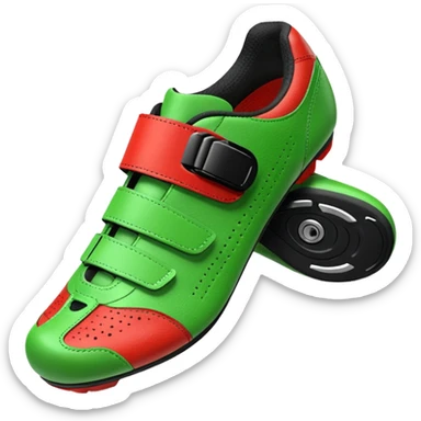 indoor cycling shoe, both of them with christmas color sticker
