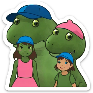dinosaur with girl and boy  sticker